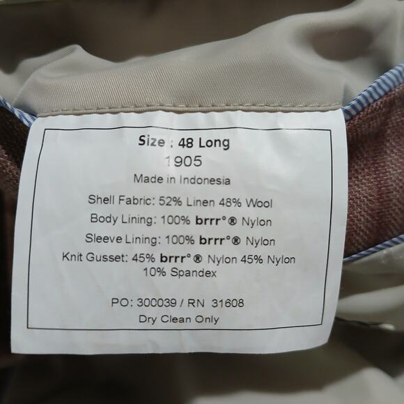 Jos.A.Bank Brrr Comfort Blazer 48L LINEN WOOL Taupe Window Pane Plaid Lined - Picture 3 of 15